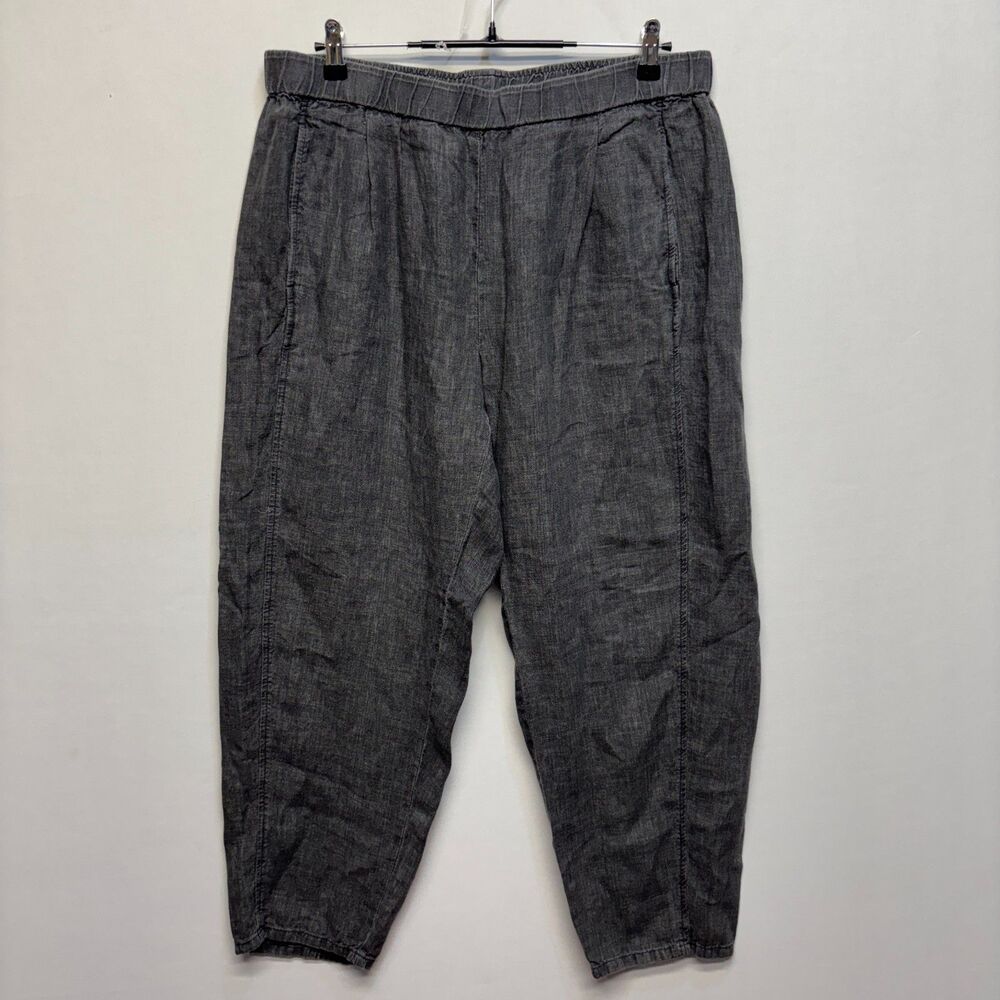 Eileen Fisher 100% Organic Linen Pleated Lantern Pants Size Large S24 C125 -18